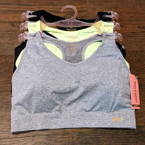 NWT Juicy Couture 3pk Sport Bras Neon Green 3X